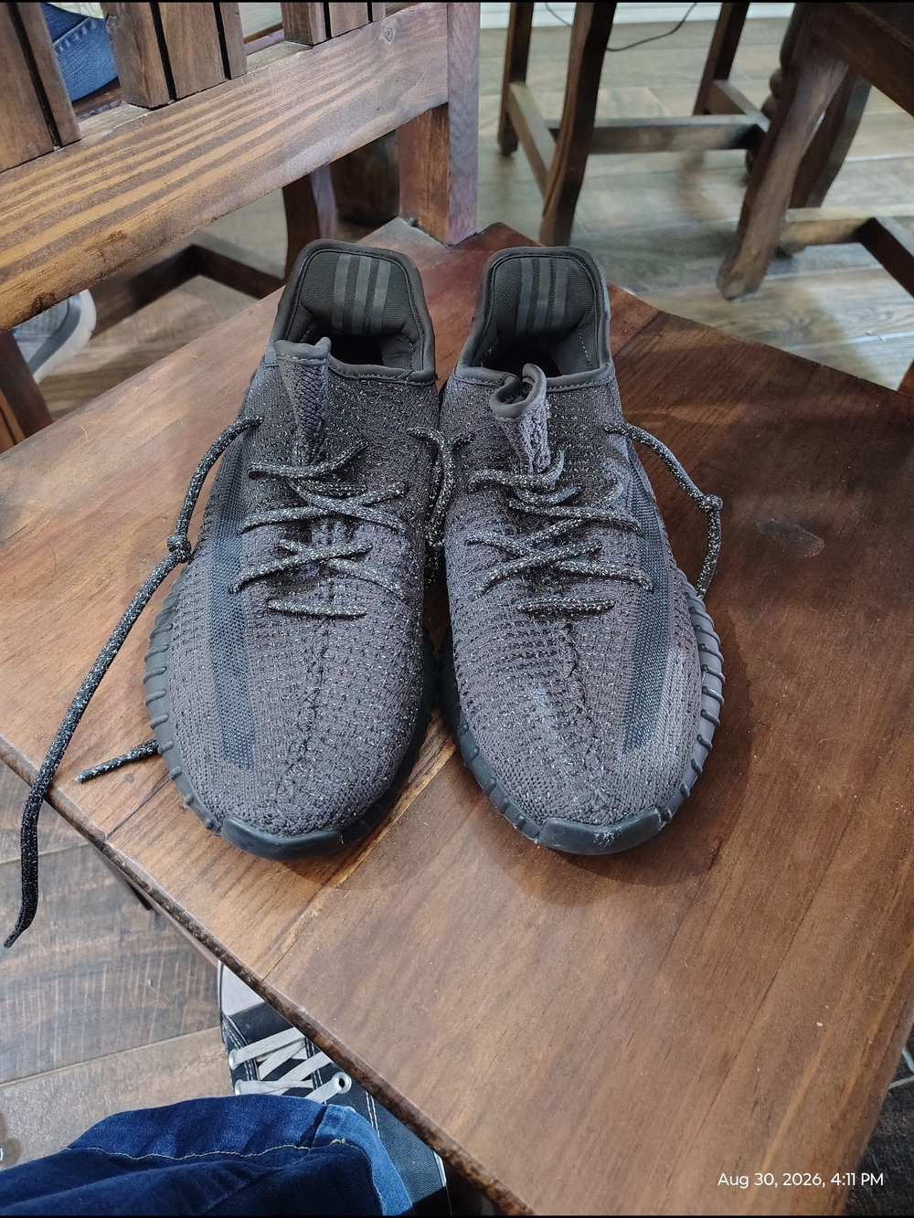 Mens Adidas Yeezy Black Knit Low-Top Sneakers